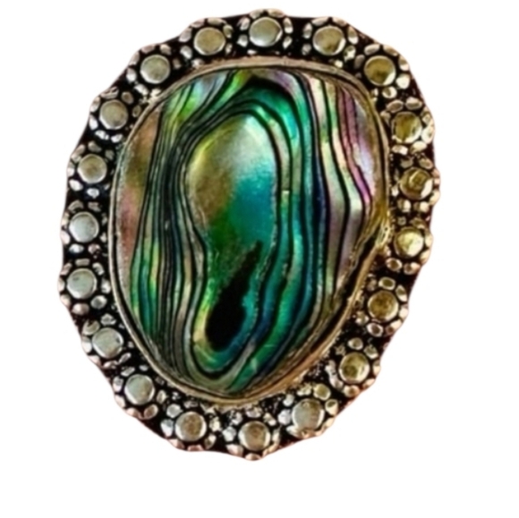Hand Crafted Jewelry - Sterling Silver Green Abalone Ring
